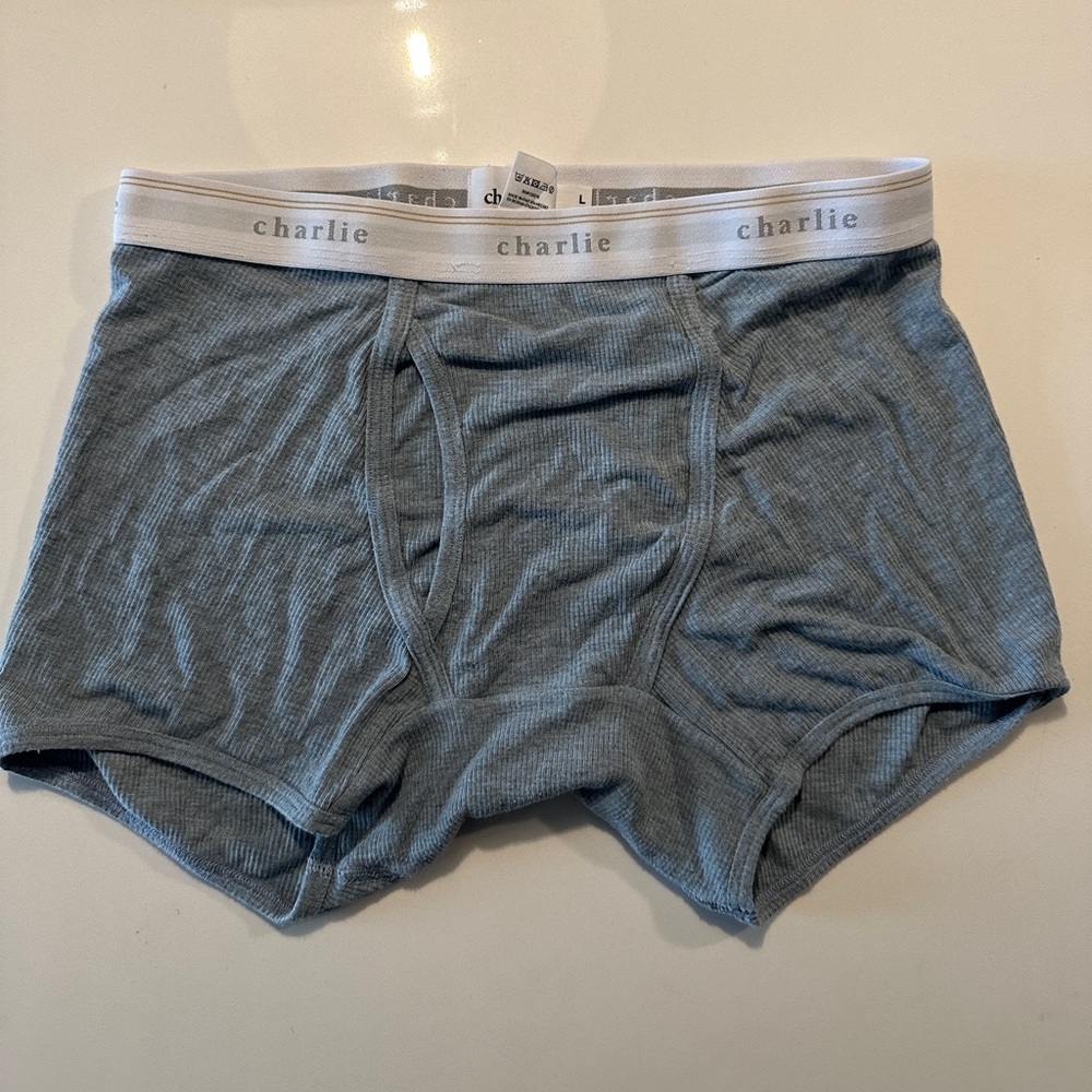 Charlie by MZ men’s boxer brief - L blue ribbed cotton